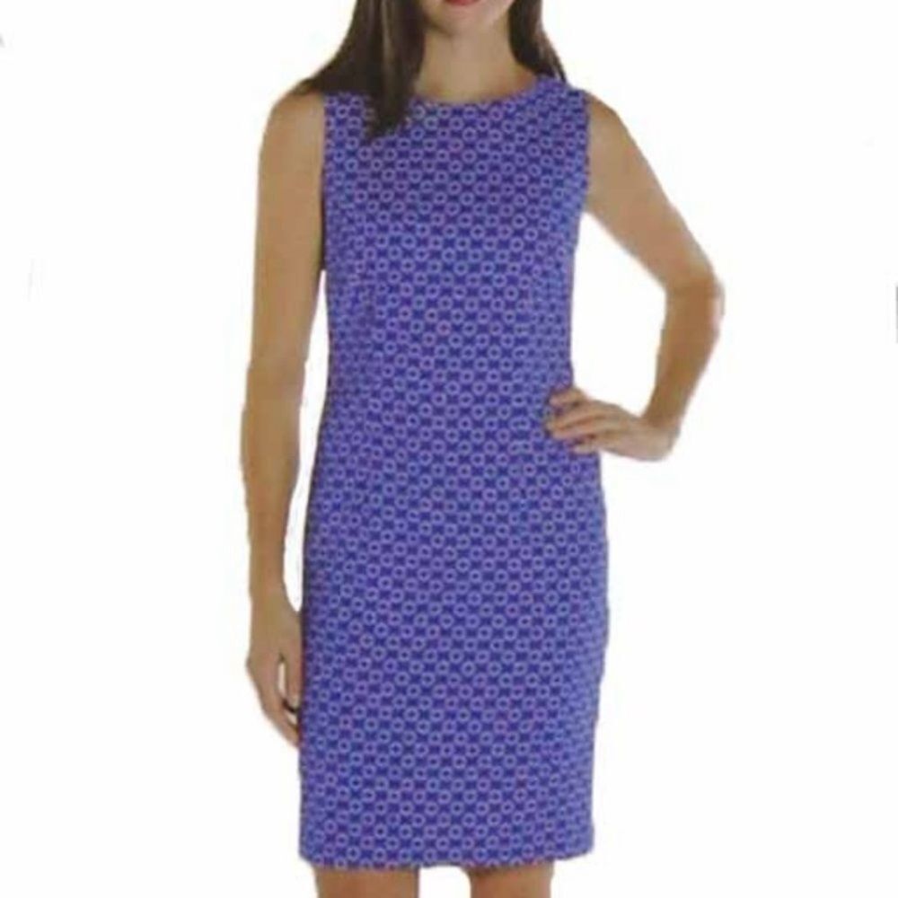 Mario serrani blue geometric sheath‎ dress 2